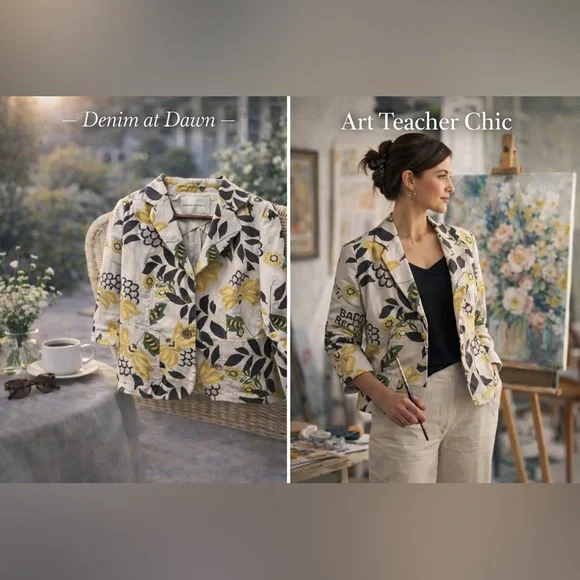 Art Teacher Chic | Banana Republic Floral Print Blazer Jacket | Summer Layer - Picture 2 of 8